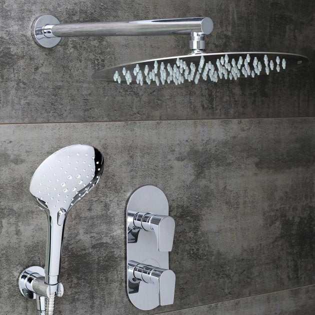 Bristan Hourglass Shower Kit and Fixed Head Dual Concealed Mixer Shower - Chrome - HOURGLASS SHWR PK3 - TAP 'N' SHOWER