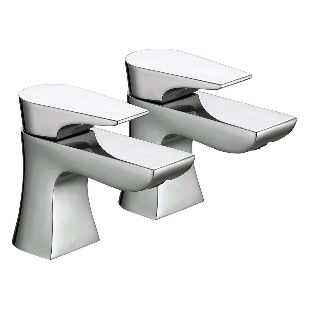 Pair of Bristan Hourglass modern chrome basin taps with sleek hourglass design and easy installation
