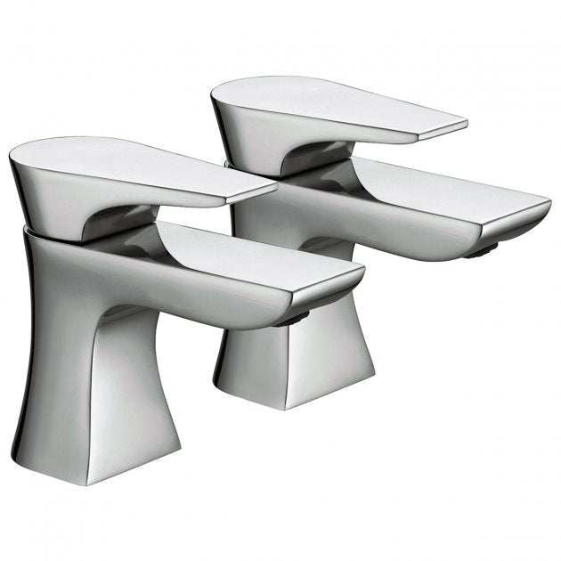 Bristan Hourglass Modern Square Manual Bath Taps Pair - Chrome - HOU 3/4 C