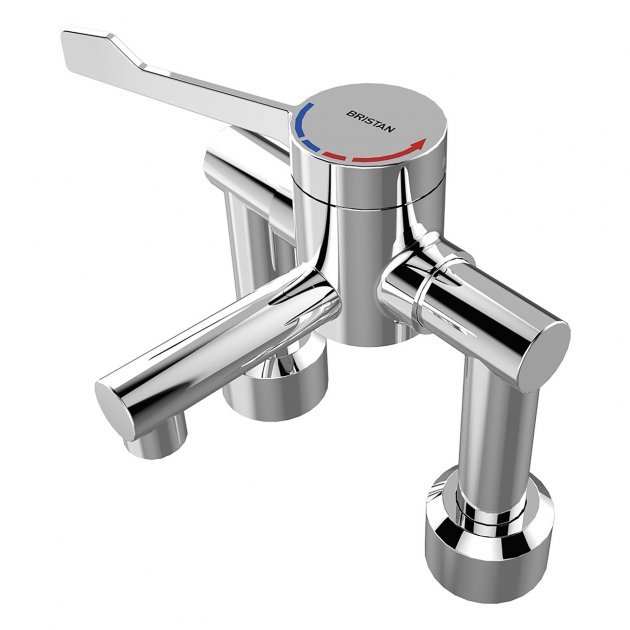 Bristan Modern Commercial Thermostatic Pillar Mounted Mixer Tap - Chrome - H64DMT2 - TAP 'N' SHOWER