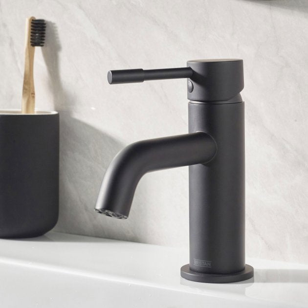 Bristan Mila Mono Basin Mixer Tap with Waste - Black - MI BAS BLK - TAP 'N' SHOWER