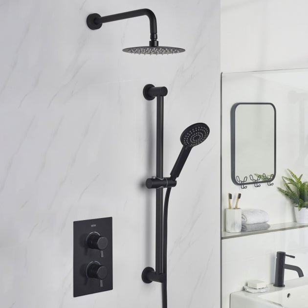 Bristan Prism Recessed Concealed Dual Control Shower Pack - Black - PRISM BLK SHWR PK - TAP 'N' SHOWER