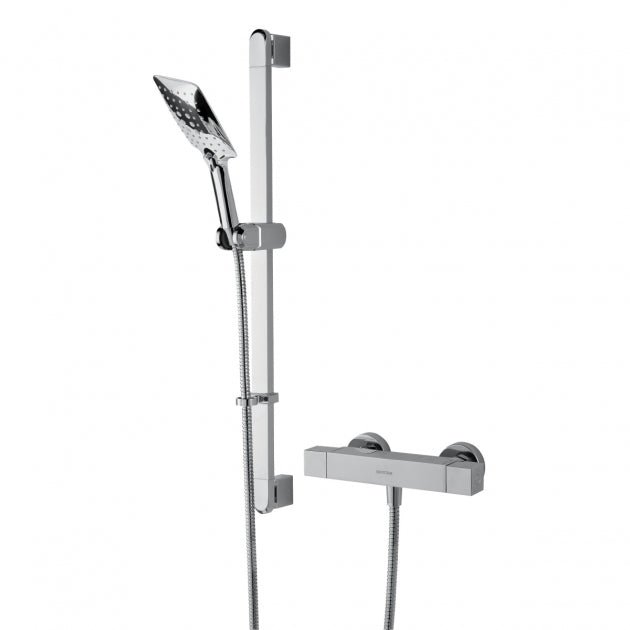 Bristan Qubo Thermostatic Bar Mixer Shower with Shower Kit - Chrome - QB SHXSMFF C - TAP 'N' SHOWER