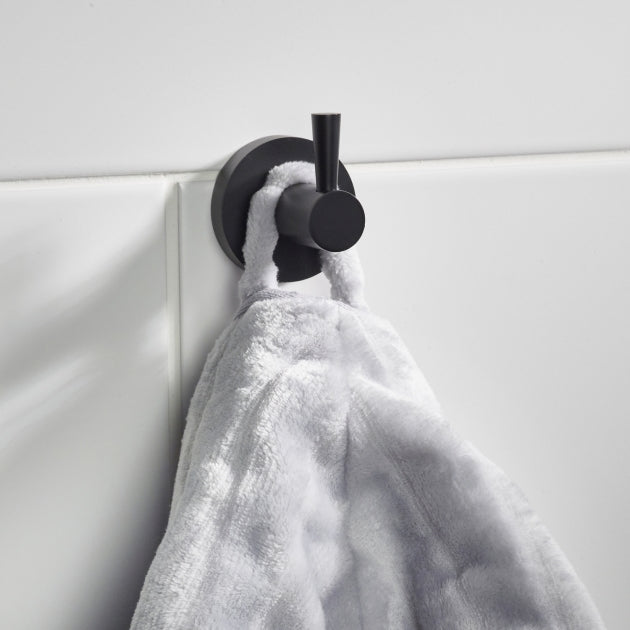 Bristan Black Round Single Robe Hook - Black - RD HOOK BLK - TAP 'N' SHOWER