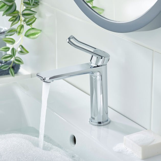 Bristan Saffron Eco Start Tall Basin Mixer Tap with Clicker Waste - Chrome - SAF ES TLBAS C - TAP 'N' SHOWER