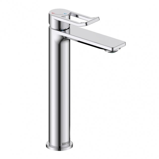 Bristan Saffron Eco Start Tall Basin Mixer Tap with Clicker Waste - Chrome - SAF ES TLBAS C - TAP 'N' SHOWER