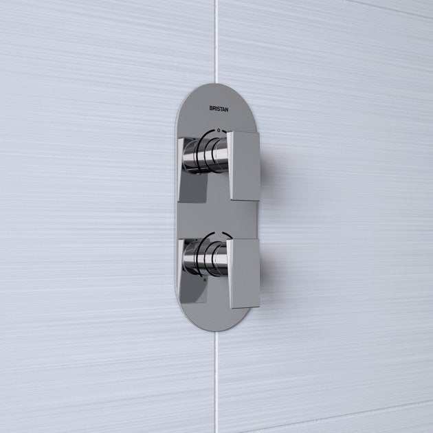 Bristan Designer Sail chrome thermostatic dual control recessed shower valve with separate temperature and flow adjustment