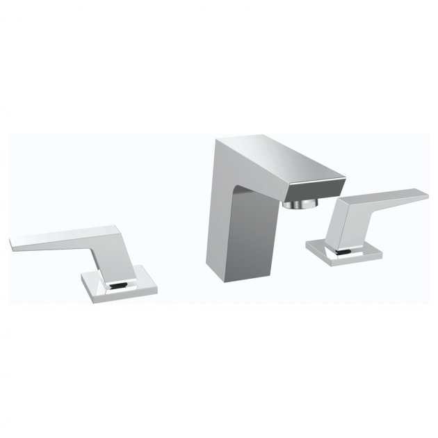Bristan Sail Modern Deck Mounted 3 - Hole Basin Mixer Tap - Chrome - SAI 3HBAS C - TAP 'N' SHOWER