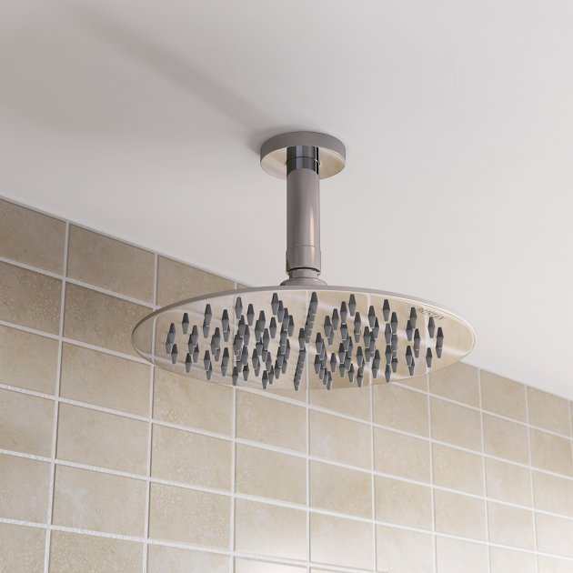 Bristan Slimline Contemporary Round Fixed Shower Head 200mm Diameter - Chrome - FH SLRD01 C - TAP 'N' SHOWER