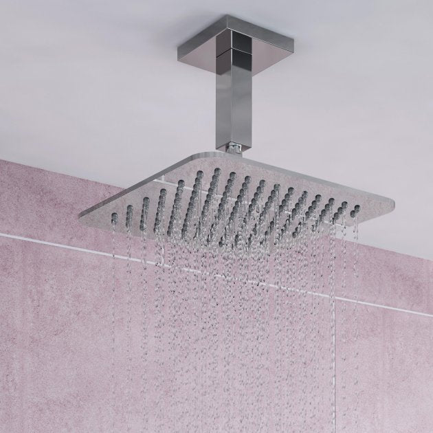 Bristan Slimline 200mm Square Fixed Shower Head - Stainless Steel - FH SLSQ01 C - TAP 'N' SHOWER