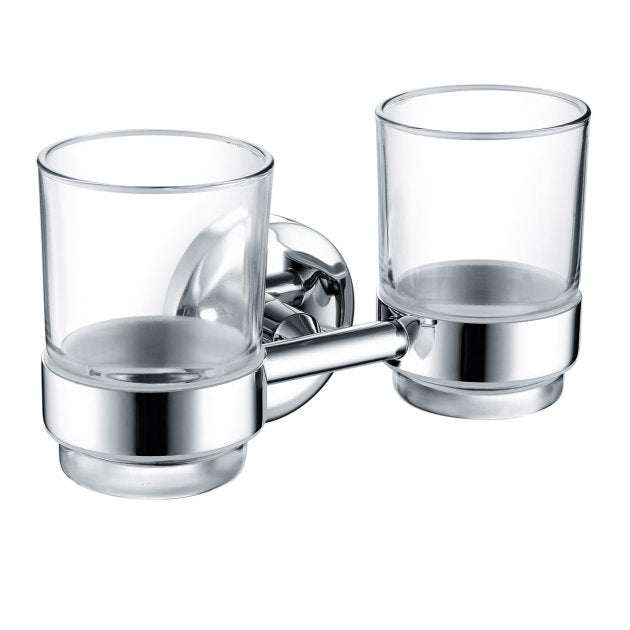 Bristan Solo Contemporary Double Tumbler and Brass Holder - Chrome - SO DHOLD C - TAP 'N' SHOWER