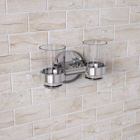 Bristan Solo Contemporary Double Tumbler and Brass Holder - Chrome - SO DHOLD C