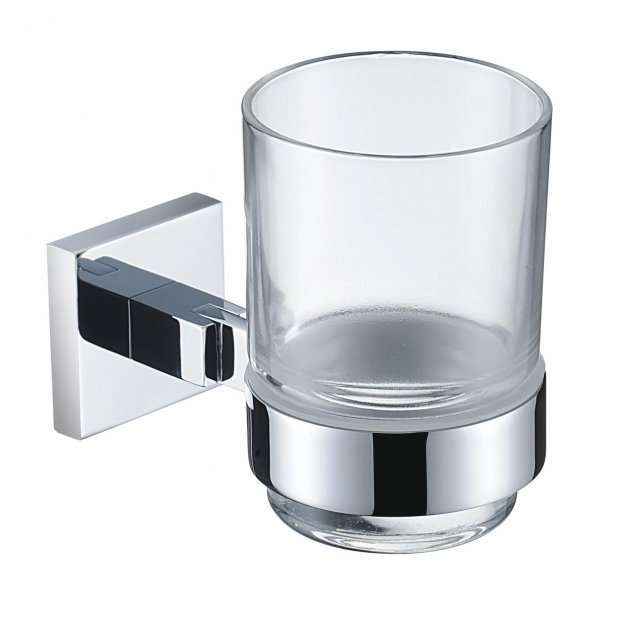 Bristan Modern Wall Mounted Square Tumbler & Brass Holder - Chrome - SQ HOLD C - TAP 'N' SHOWER