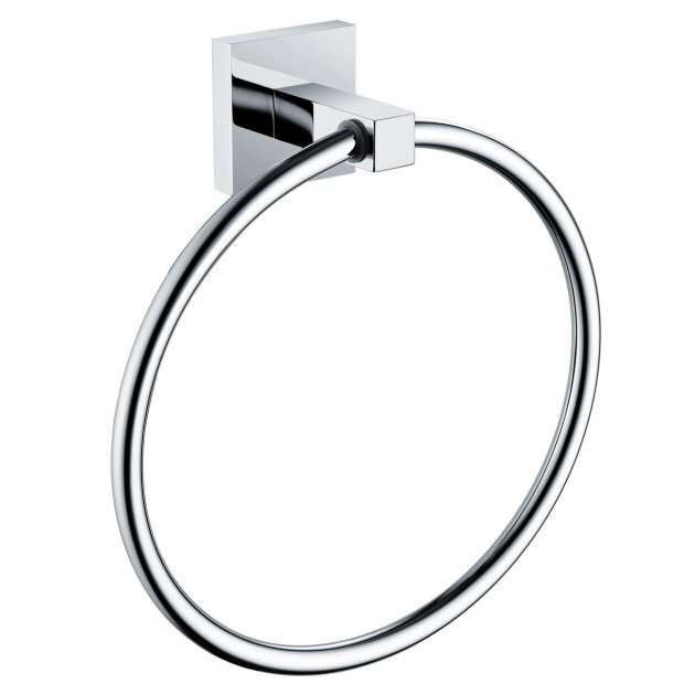 Bristan Modern Square Brass Towel Ring - Chrome - SQ RING C