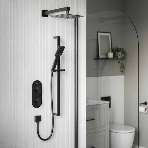 Bristan Tangram Concealed Dual Control Shower Pack - Black - TANGRAM BLK SHWR PK - TAP 'N' SHOWER