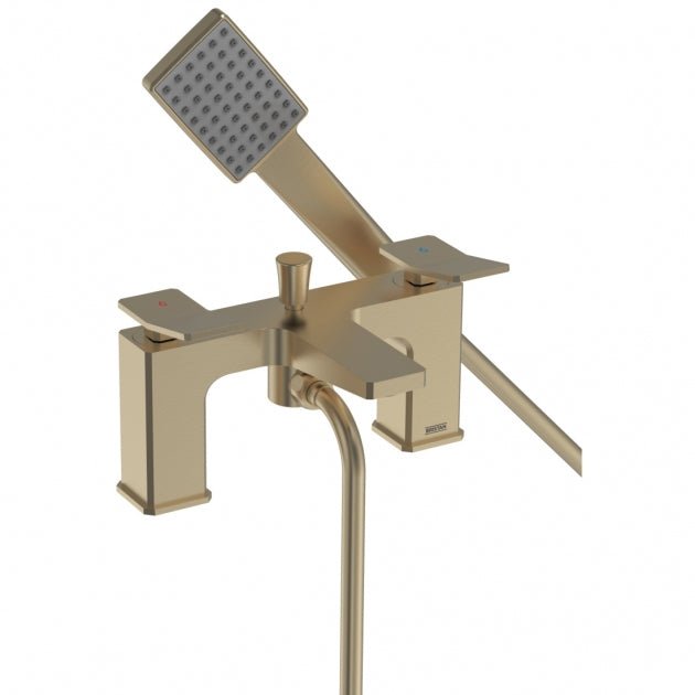 Bristan Tangram Bath Shower Mixer Tap Pillar Mounted - Brushed Brass - TAN BSM BB - TAP 'N' SHOWER