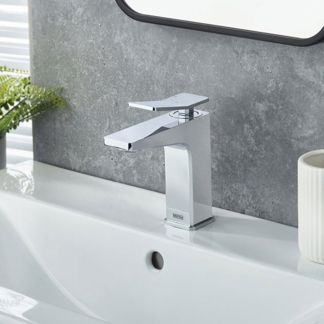 Bristan Tangram Eco Start Basin Mixer Tap with Clicker Waste - Chrome - TAN ES BAS C - TAP 'N' SHOWER