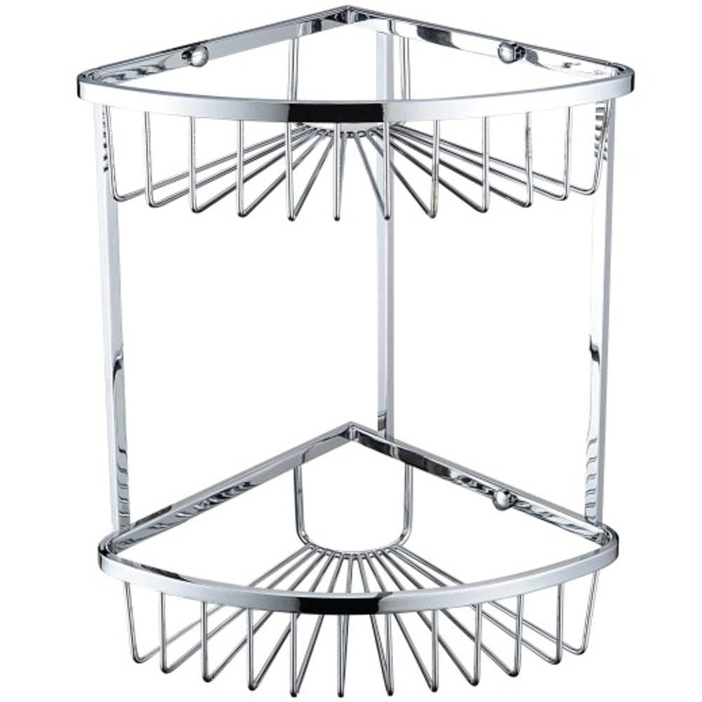 Bristan Wall Mounted Two Tier Corner Fixed Wire Basket - Chrome - COMP