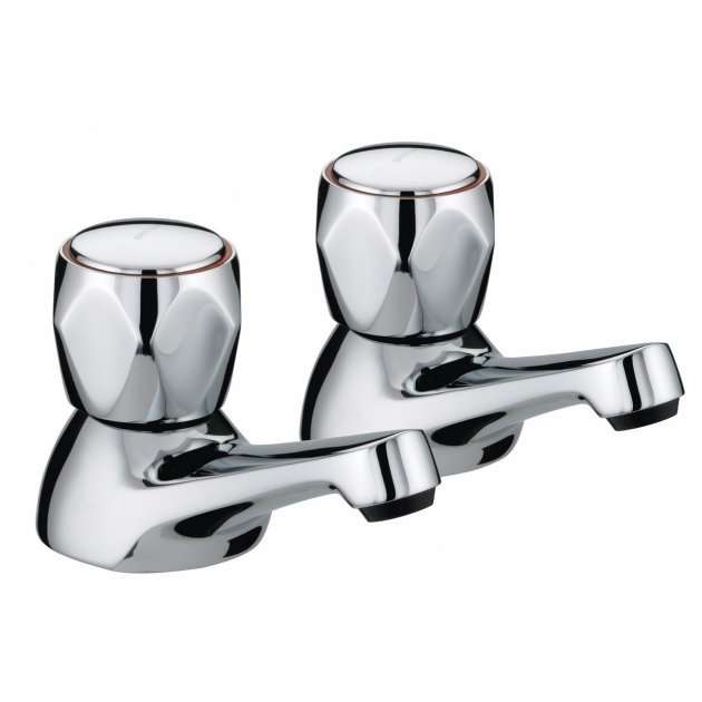 Bristan Value Modern Metal Heads Manual Club Bath Taps  - Chrome - VAC 3/4 C MT