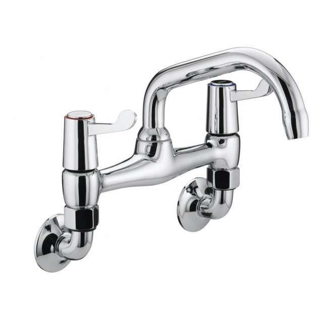 Bristan Value Bridge Wall Mounted Kitchen Sink Mixer Tap - Chrome - VAL2 WMSNK C CD - TAP 'N' SHOWER