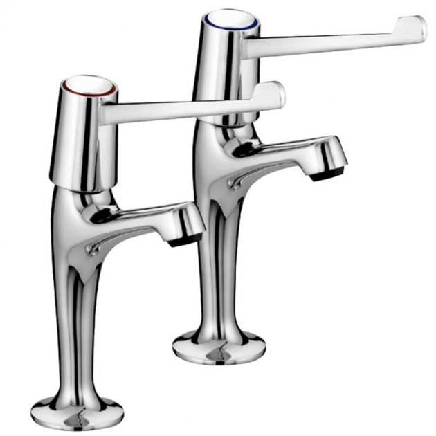 Bristan Value High Neck 6 Inch Lever Handles Kitchen Sink Taps Pair - Chrome - VAL2 HNK C 6 CD - TAP 'N' SHOWER