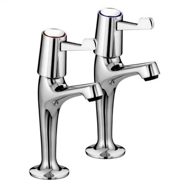 Bristan Value High Neck 3 Inch Lever Handles Kitchen Sink Taps Pair - Chrome - VAL2 HNK C CD - TAP 'N' SHOWER