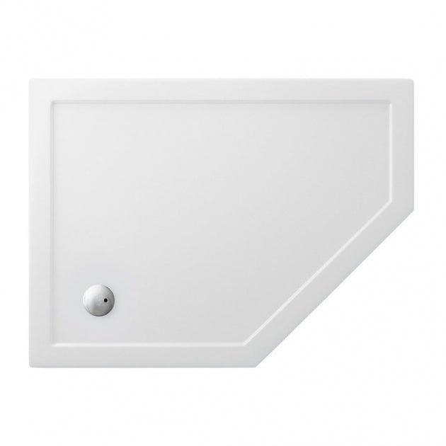 Britton Zamori RH Offset Pentangle Shower Tray 1200mm x 900mm - White - Z1404 - TAP 'N' SHOWER