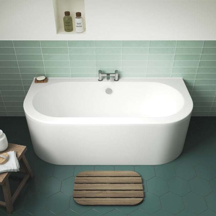 Nuie Shingle White Contemporary Back To Wall Bath & Panel (4mm) - BSG0