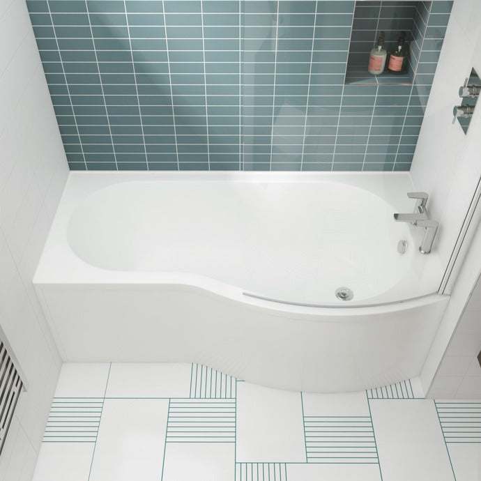 Nuie Shower Baths White Contemporary Right Hand Curved Bath 1500mm - WBB1585R - TAP 'N' SHOWER