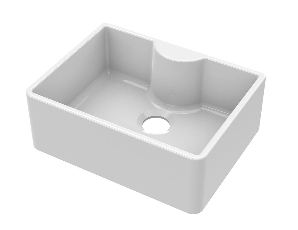 Launde Abbey Fireclay Butler Sink comes with Tap Ledge 595 x 450 x 220mm - White - TAP 'N' SHOWER