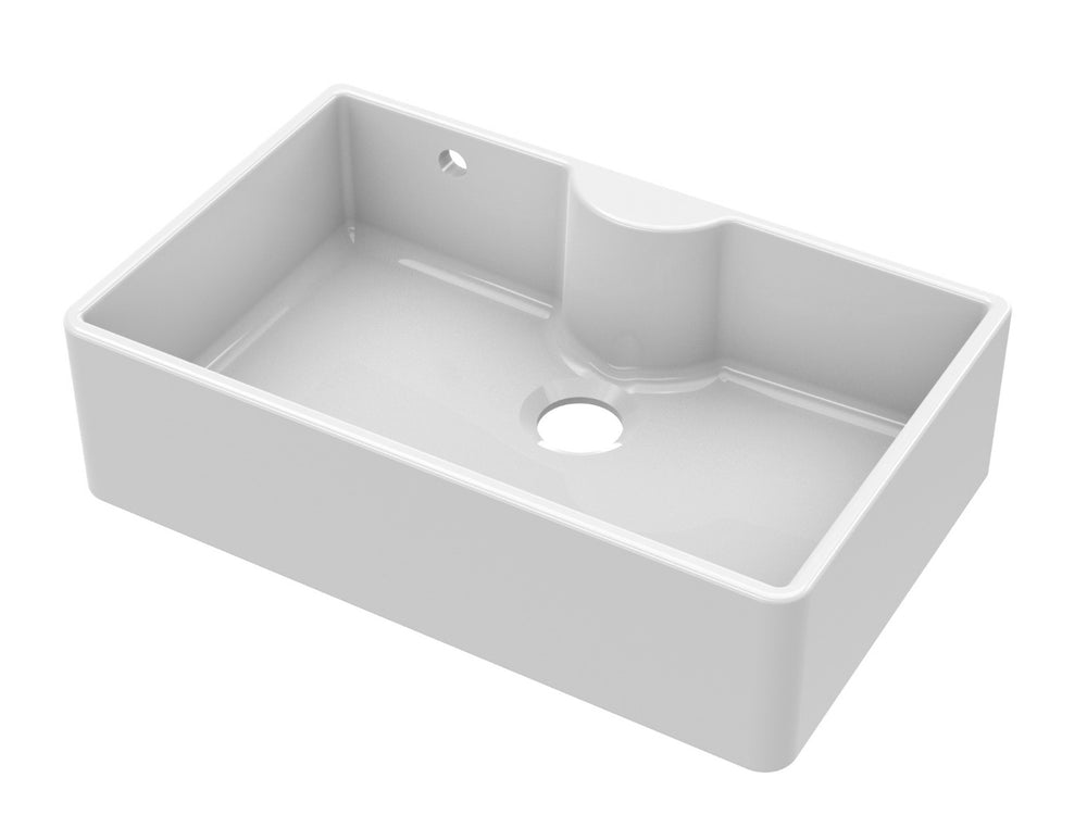Launde Abbey Fireclay Butler Sink comes with Overflow and Tap Ledge 795 x 500 x 220mm - White - TAP 'N' SHOWER