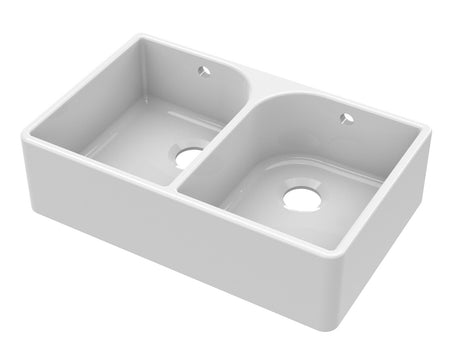 Launde Abbey Butler Sink Fluted Full Weir and Overflow 795mm x 500mm x 220mm - White - TAP 'N' SHOWER