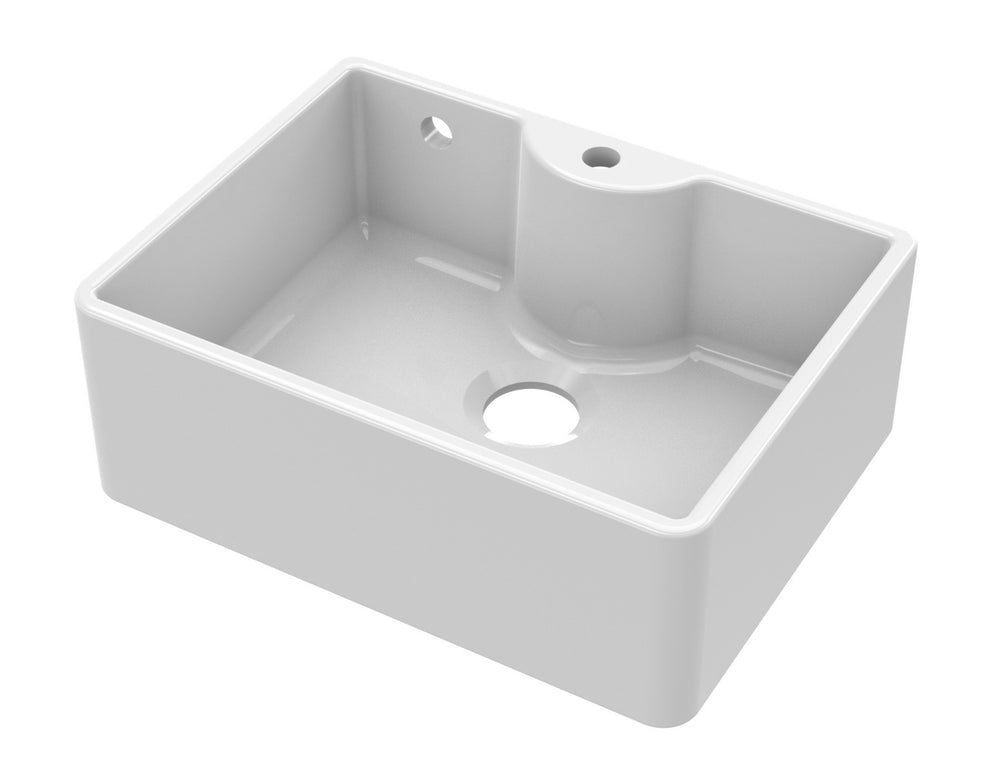 Launde Abbey Fireclay Butler Sink comes with Overflow and Tap Ledge 595 x 220mm - White - TAP 'N' SHOWER