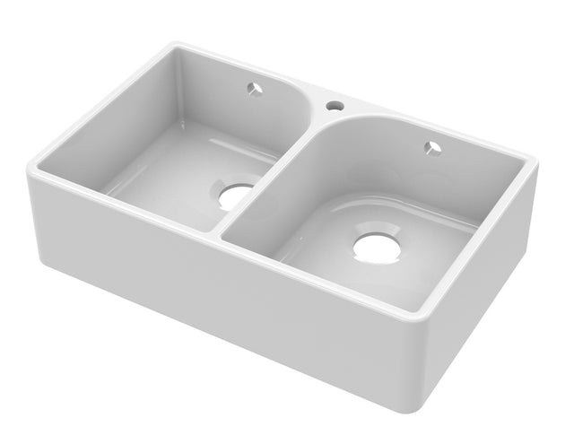 Launde Abbey Fireclay Butler Sink Flush Weir and Overflow 795 x 500 x 220mm - White - TAP 'N' SHOWER