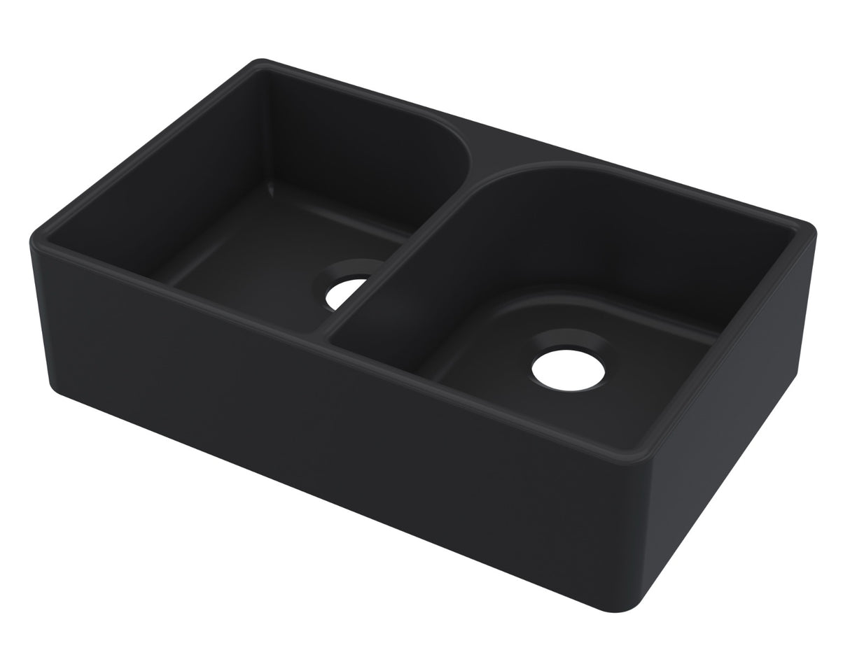 Launde Abbey Butler Sink Full Weir 795mm x 500mm x 220mm - Black - TAP 'N' SHOWER