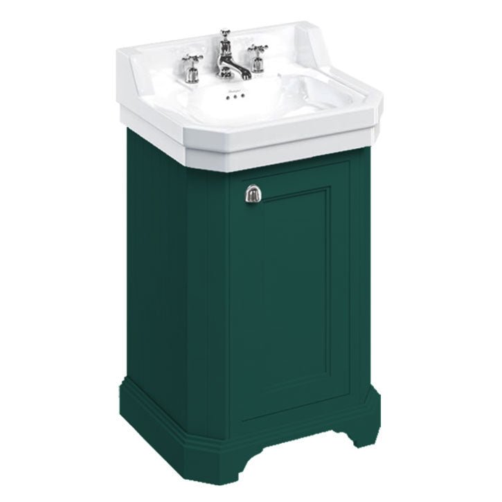 Burlington Edwardian Freestanding Rectangular Cloakroom Vanity Unit 560mm - Matt Green - FC12MG - TAP 'N' SHOWER