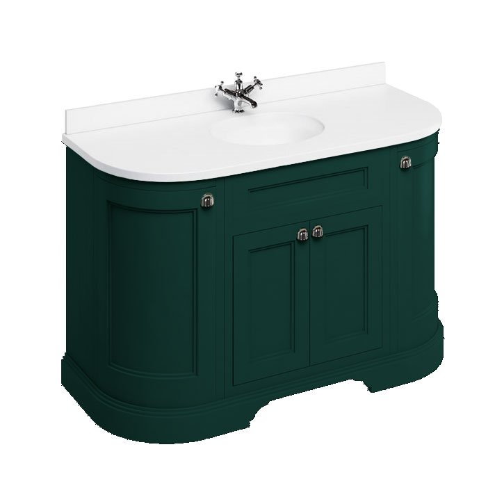 Burlington Freestanding 4 Door Curved Vanity Unit - Matt Green - FC1MG - TAP 'N' SHOWER