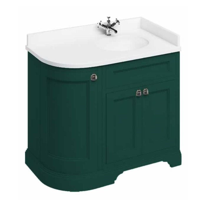 Burlington Right Hand Freestanding Curved Vanity Unit - Matt Green - FC3MG - TAP 'N' SHOWER