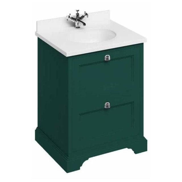 Burlington Freestanding 2 Drawer Vanity Unit 65cm - Matt Green - FF9MG - TAP 'N' SHOWER