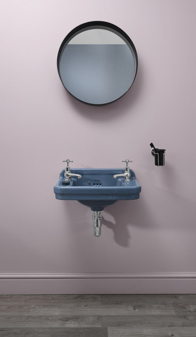 Burlington Bespoke Alaska 2 Tapholes Edwardian Cloakroom Basin 512 x 310mm - Blue - B82THBLUE - TAP 'N' SHOWER