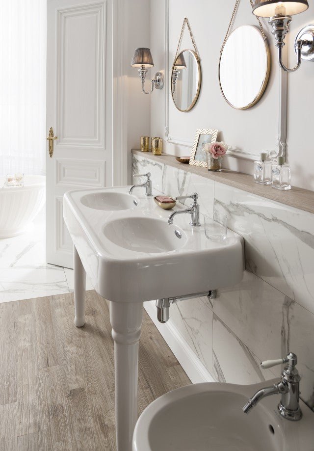 Burlington Arcade 3 Tap Hole 1215mm x 560mm Double Basin - White - ARC12003 - TAP 'N' SHOWER