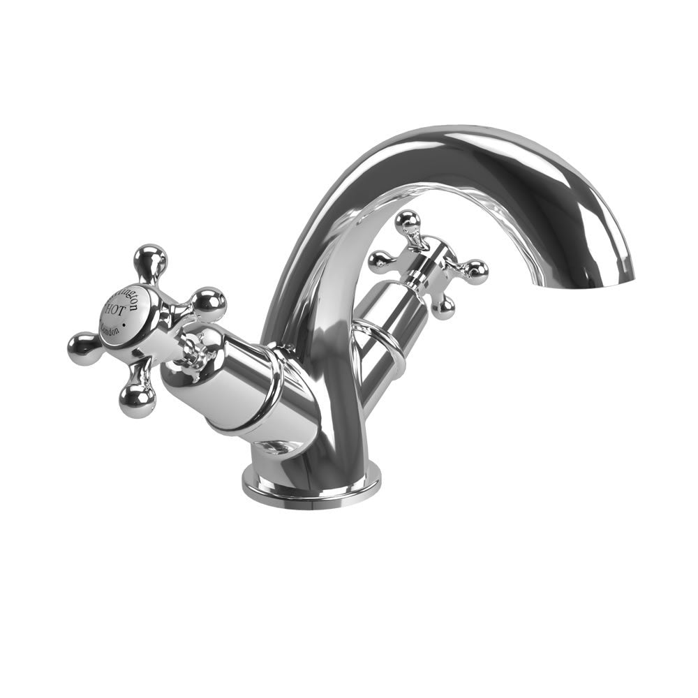 Burlington Claremont Quarter Turn Basin Mixer with White Indicies - Chrome - CL45QT - TAP 'N' SHOWER