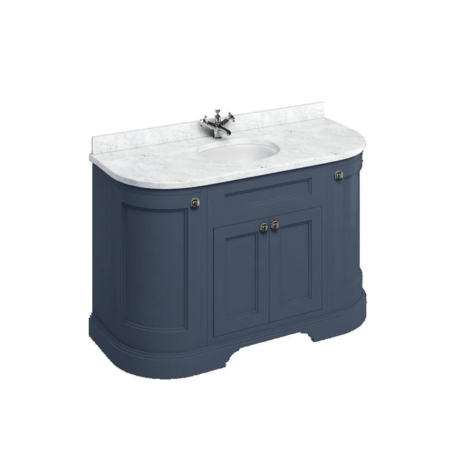 Burlington Freestanding Curved Vanity Unit with Doors 1340mm - Blue - FC1B - TAP 'N' SHOWER