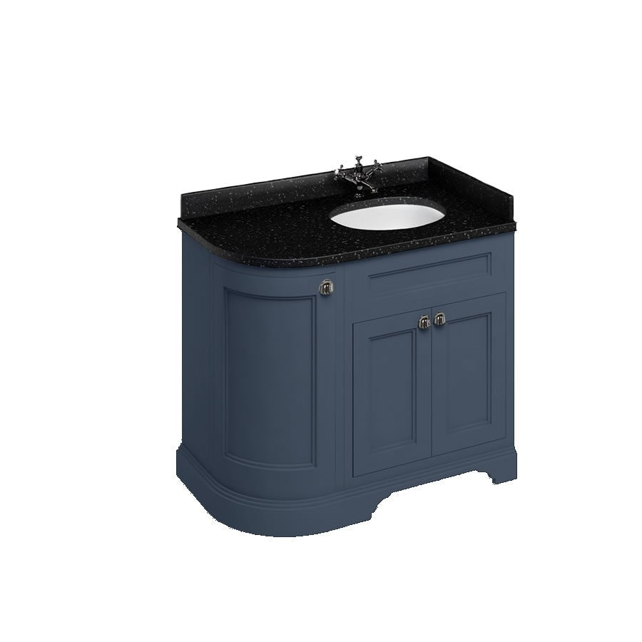 Burlington Freestanding Curved Corner Right Hand Vanity Unit with Doors 1000mm - Blue - FC3B - TAP 'N' SHOWER