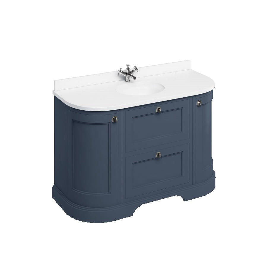 Burlington Freestanding Curved Vanity Unit with Drawers & Doors 1340mm - Blue - FC4B - TAP 'N' SHOWER