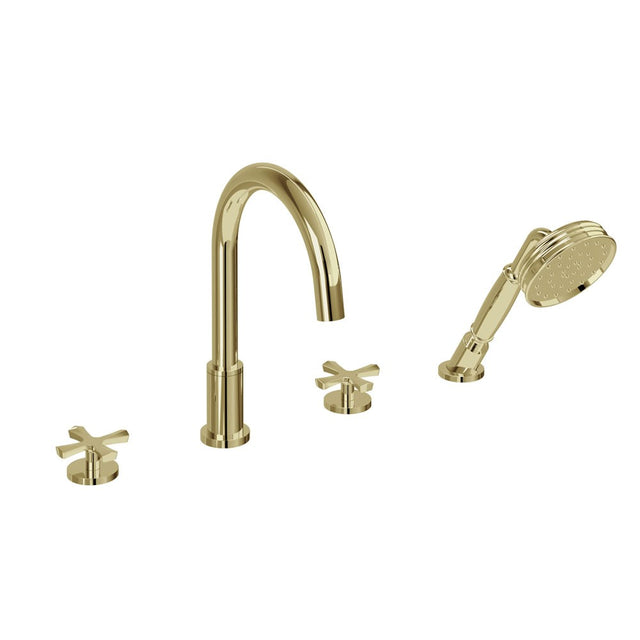 Burlington Riviera 4 Tapholes Deck Mounted Bath Shower Mixer - Gold - RIV33GOLD - TAP 'N' SHOWER