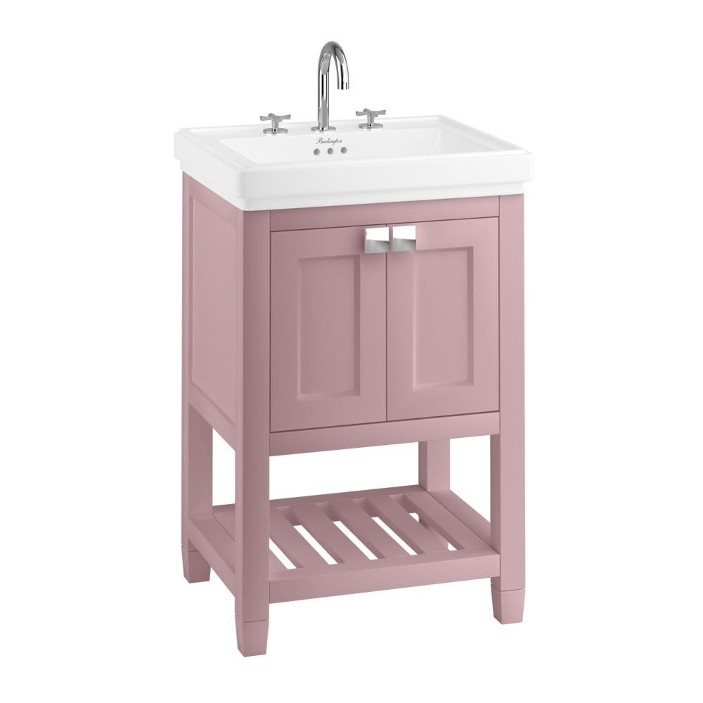 Burlington Riviera Vanity Unit with Double Doors 580mm - Matt Pink - RIVF580P - TAP 'N' SHOWER