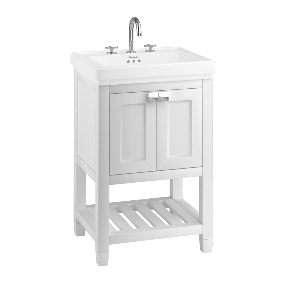 Burlington Riviera Vanity Unit with Double Doors 580mm - Matt White - RIVF580W - TAP 'N' SHOWER