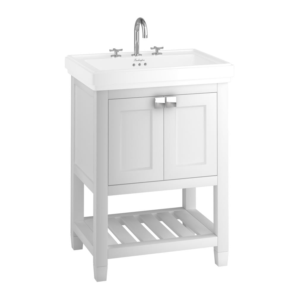 Burlington Riviera Vanity Unit with Double Doors 650mm - Matt White - RIVF650W - TAP 'N' SHOWER