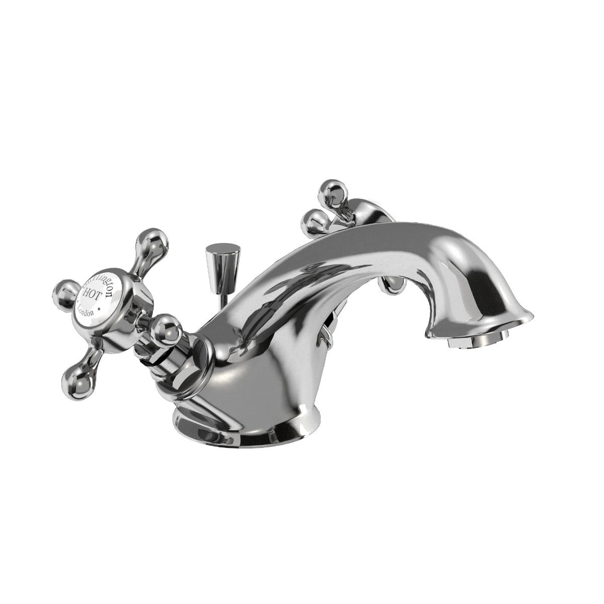 Burlington Stafford Quarter 1 Taphole Turn Basin Mixer with Pop - Up Waste - Chrome - STA11QT - TAP 'N' SHOWER